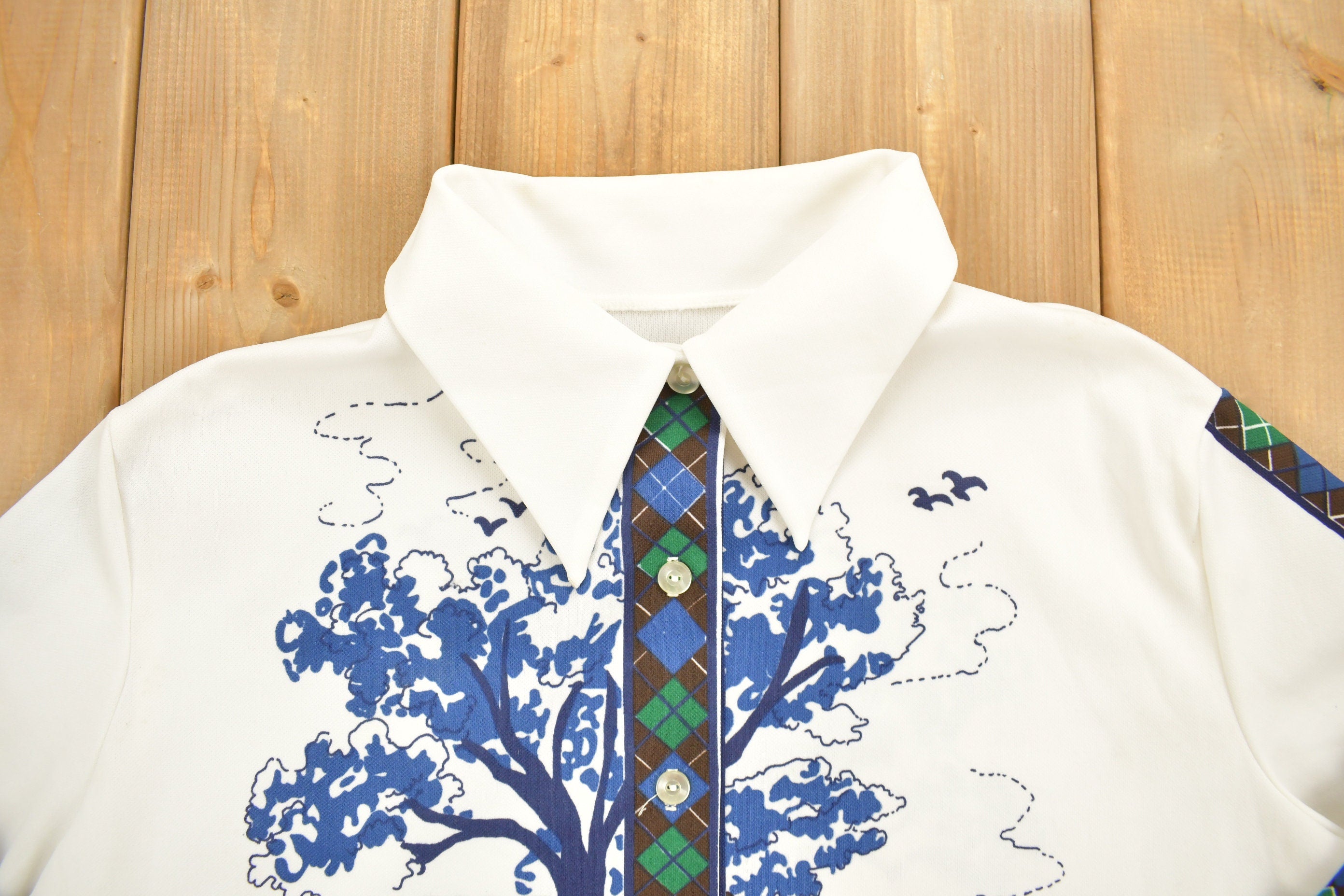 Vintage 1980s All Over Print House Themed Button-Up Shirt