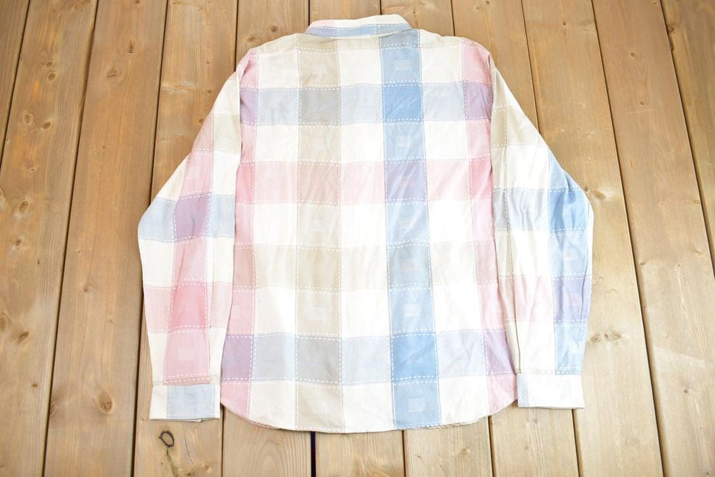 Vintage 1990s Authentic St John's Bay Pastel Plaid Button Up Flannel Shirt