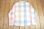 Vintage 1990s Authentic St John's Bay Pastel Plaid Button Up Flannel Shirt