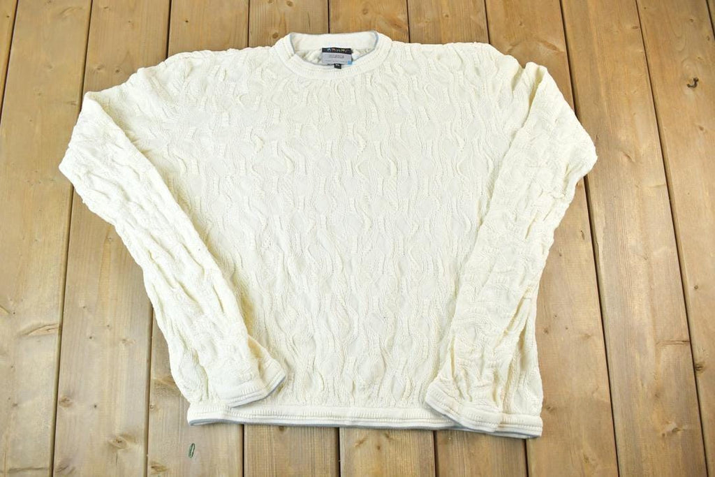 Vintage 1990s Coogi Made In Australia 3D knit 100% Cotton Abstract Pattern Crewneck Sweater