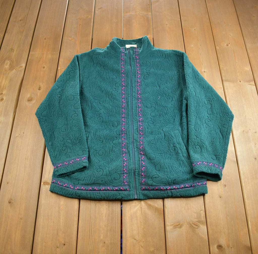 Vintage 1990s Northern Reflections Abstract Pattern Fleece Sweater Made In Canada