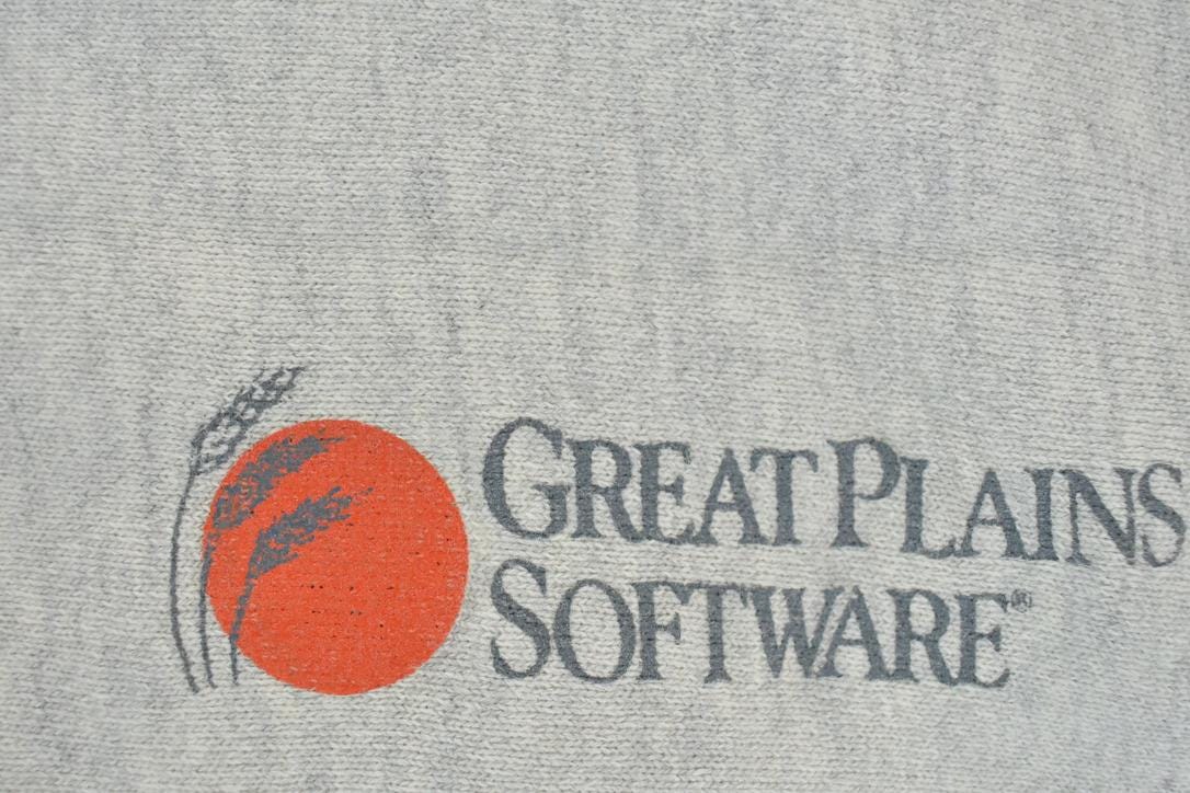 Vintage 1990s Great Plains Software Cross Grain Crewneck Sweatshirt Made In USA