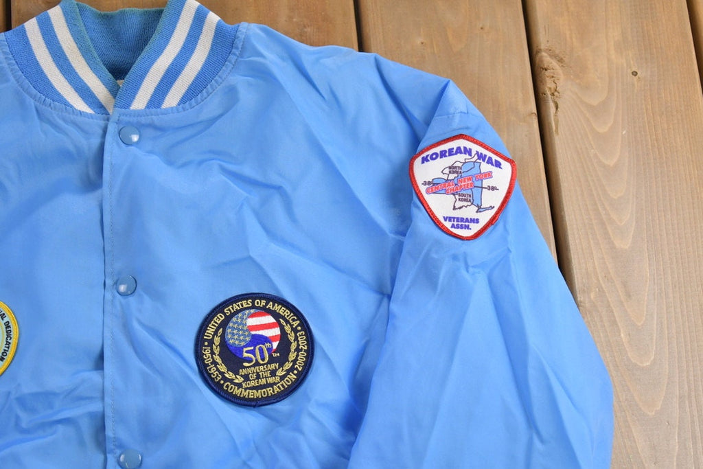 Vintage 1990s Holloway Korean War Veterans Satin Bomber Jacket