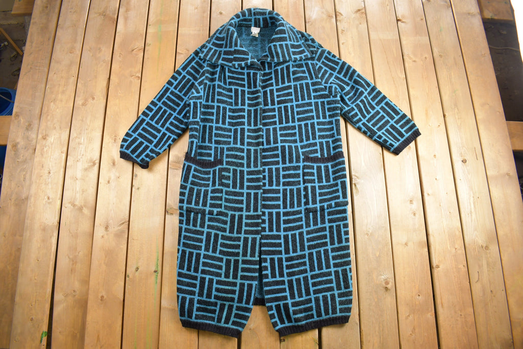 Vintage 1980s European Star Virgin Wool Knit Long Coat