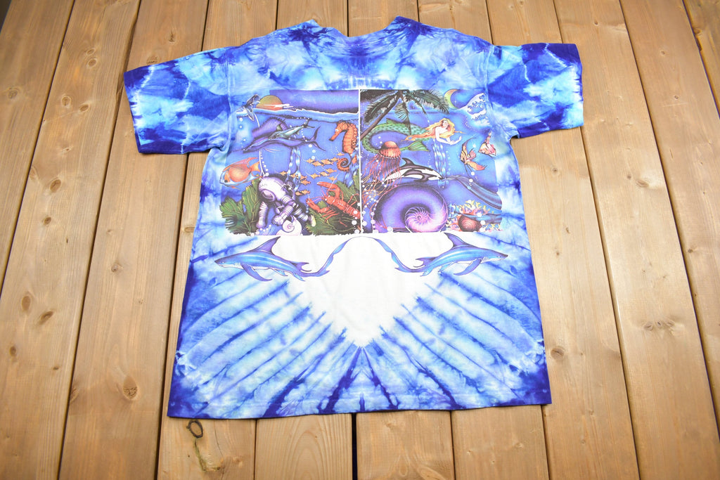Vintage 1993 Ocean Theme Sea Life Tie Dye T Shirt