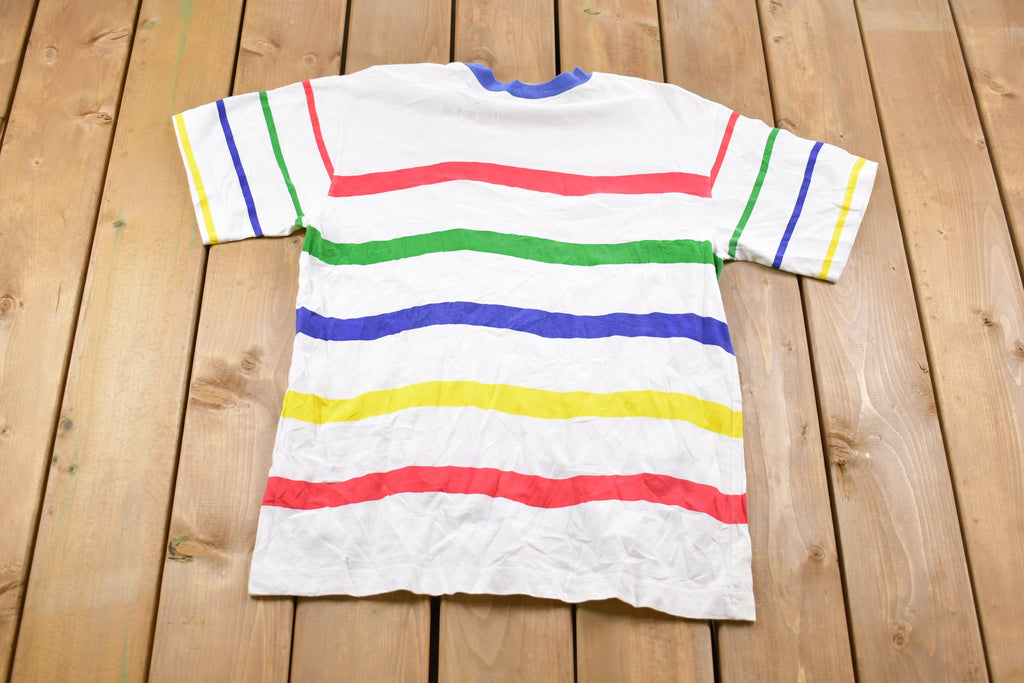 Vintage 1990s Poco Loco Club Cancun Striped T-Shirt
