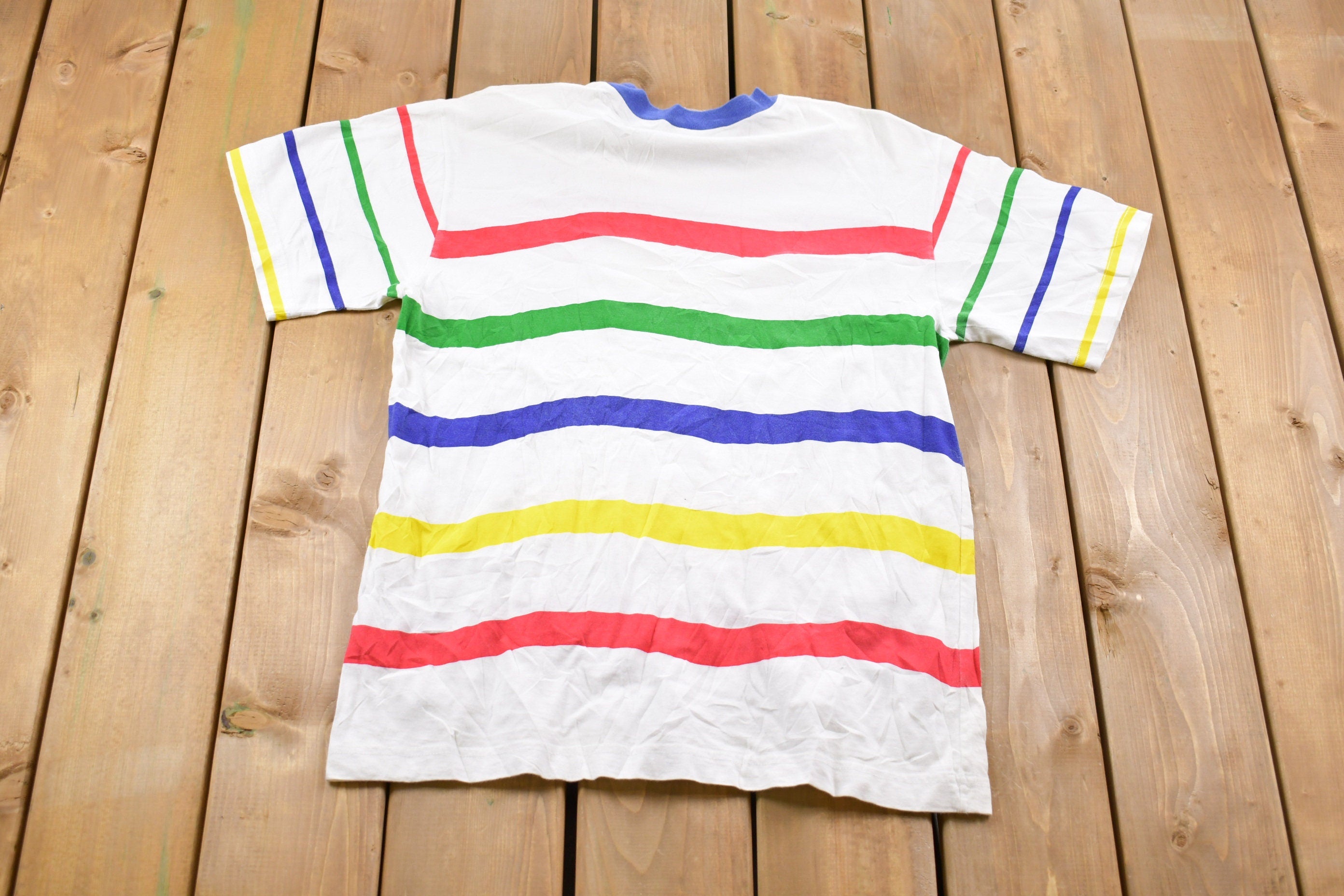 Vintage 1990s Poco Loco Club Cancun Striped T-Shirt