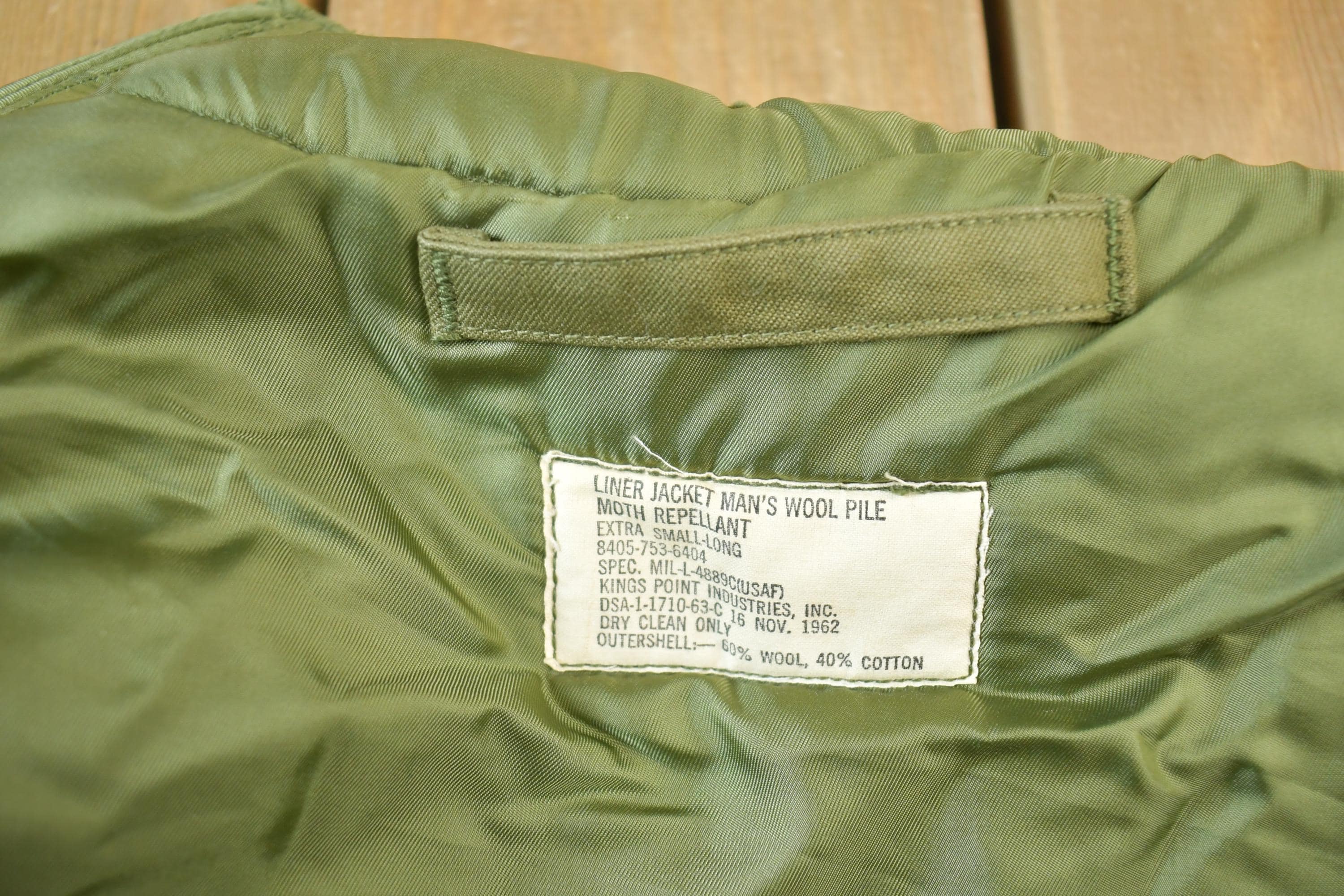 Vintage Military Hunter Green Button Up Bomber Wool Lined Army Jacket