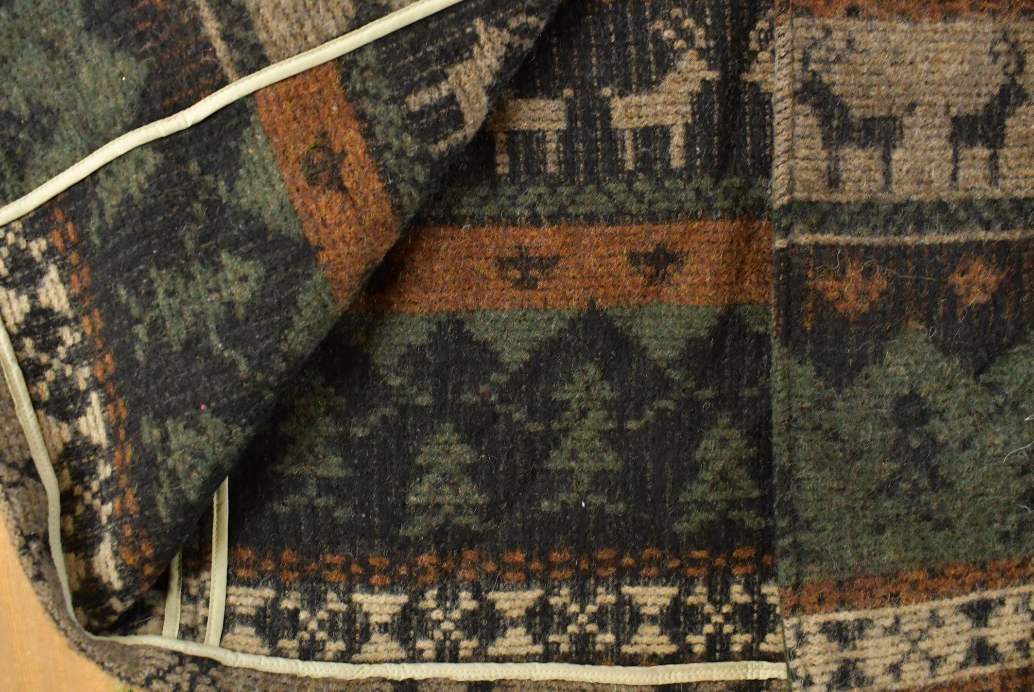 Vintage 1990s Woolrich Nature Pattern Wool Trench Duster Jacket Women's Large