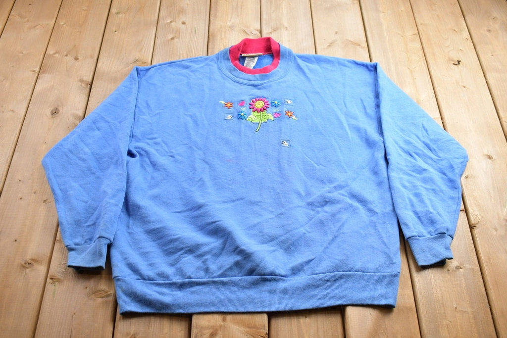 Vintage 1990s Spiral Sunflower Colourful Cute Crewneck Sweater