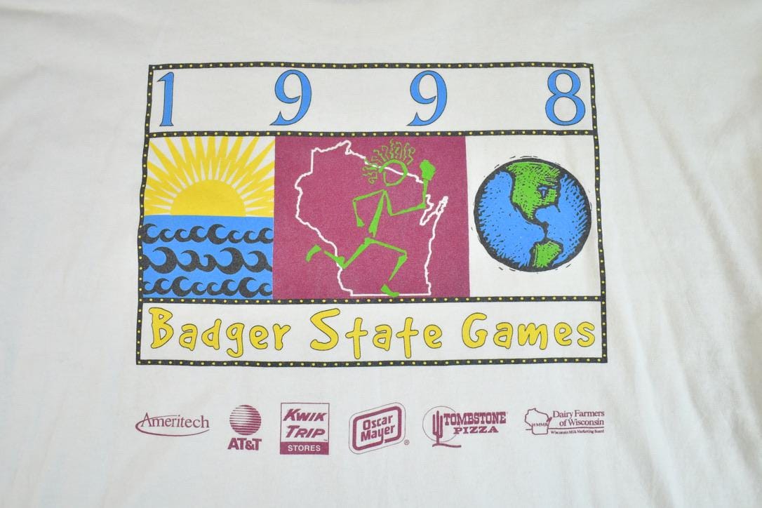 Vintage 1998 Badger State Games Souvenir T-Shirt