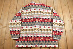 Vintage 1990s Alfred Dunner Abstract Pattern Graphic Fleece Zip Up Sweater