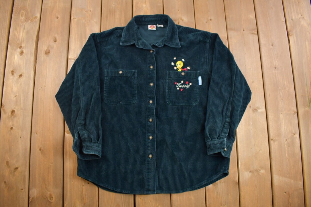 Vintage 1990s Tweety Bird Corduroy Button Up Shirt