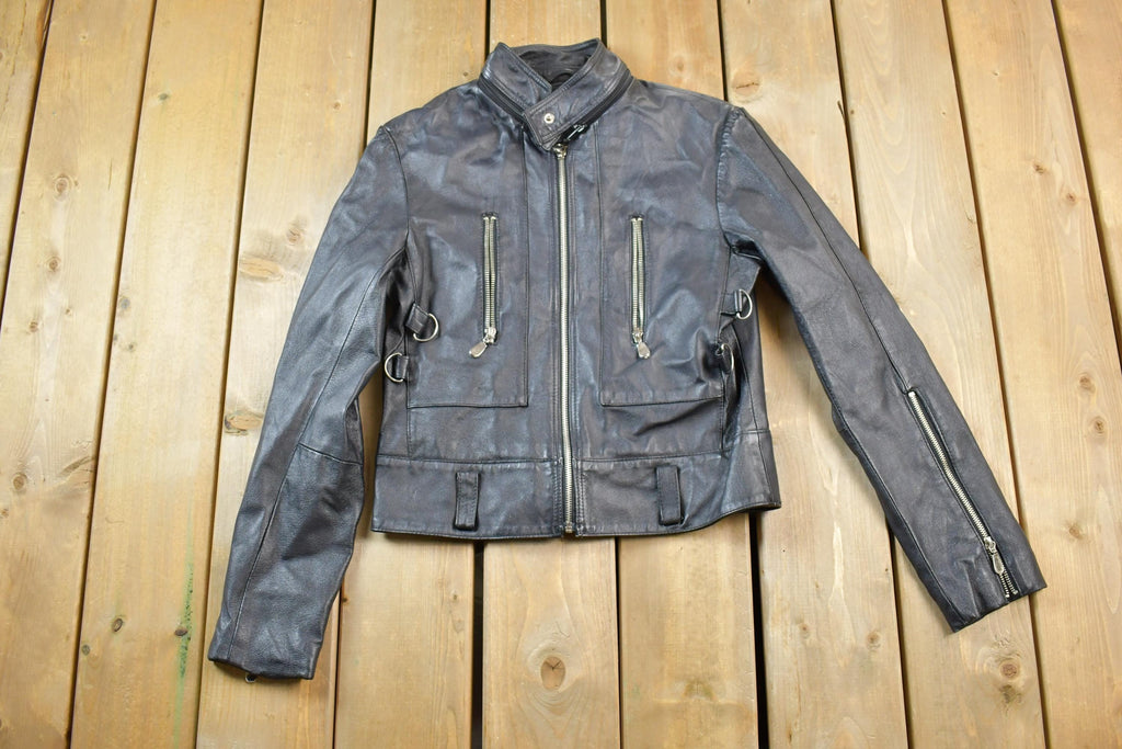 Vintage 1990s Xntrik Sports Leather Bomber Motorcycle Jacket