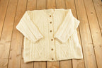 Vintage 1990s Connemara Cable Knit Irish Wool Cardigan Sweater Women's XL
