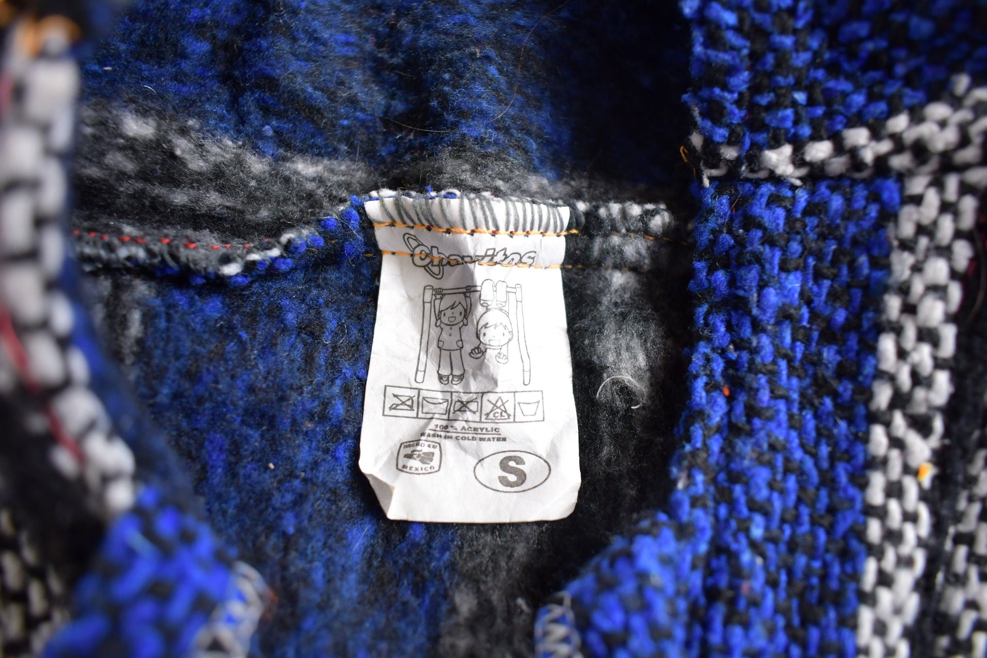 Vintage 1990s Chavitos Baja Hooded Pullover Striped Knit Poncho Blanket Hoodie