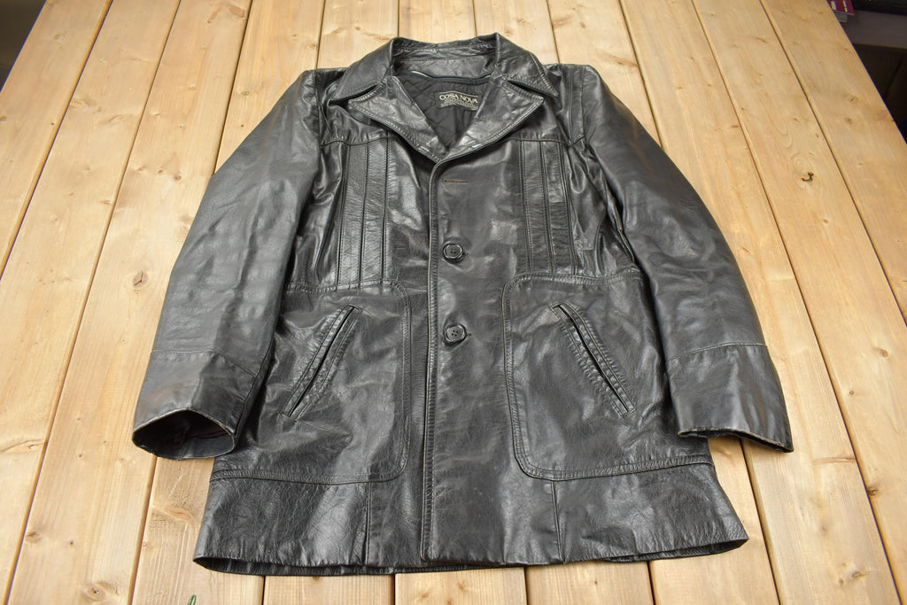Vintage 1980s Cosa Nova Women's Full Length Leather Trench Coat made In Canada
