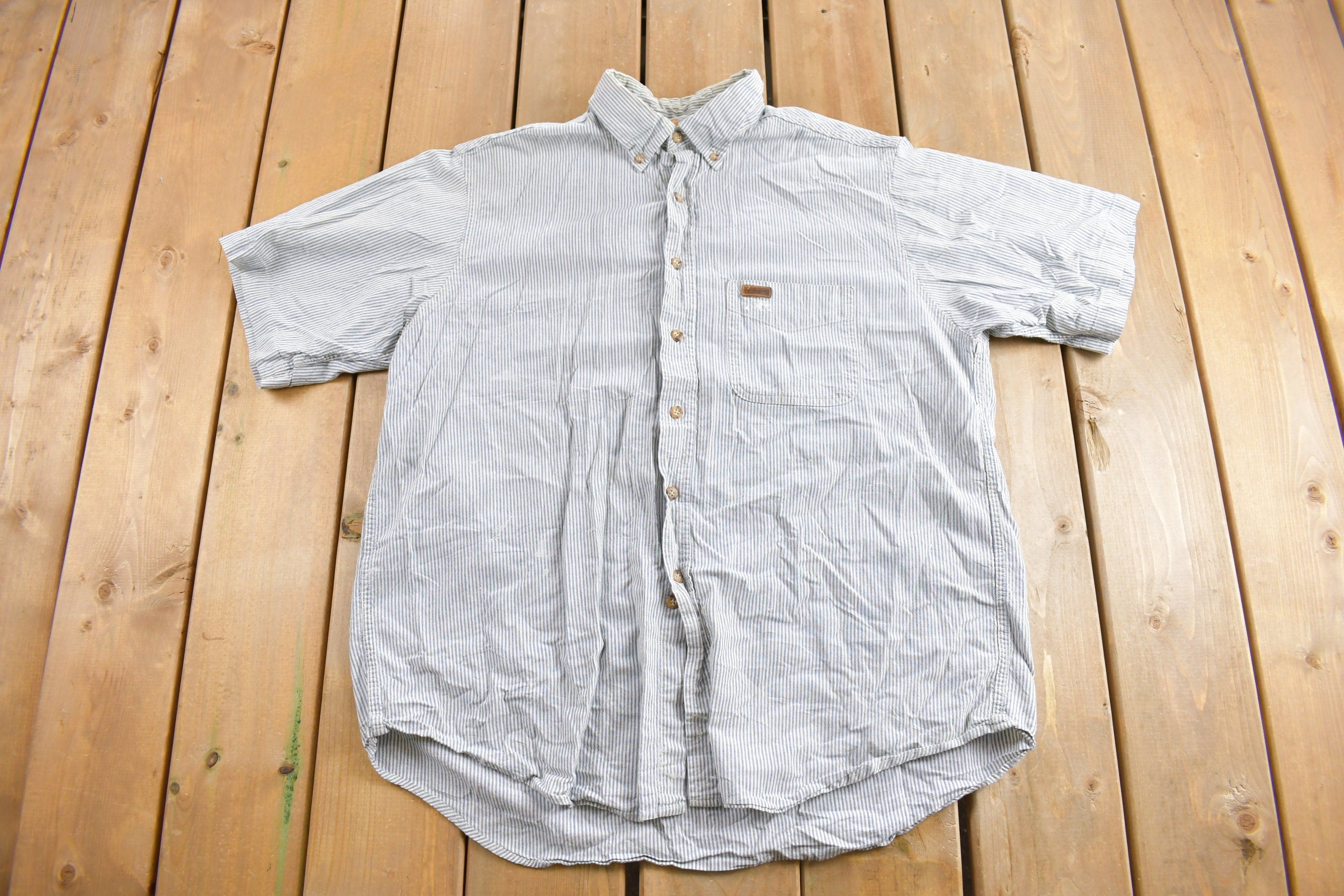 Vintage 1990s Carhartt Rugged Outdoor Wear Striped Button Up Shirt