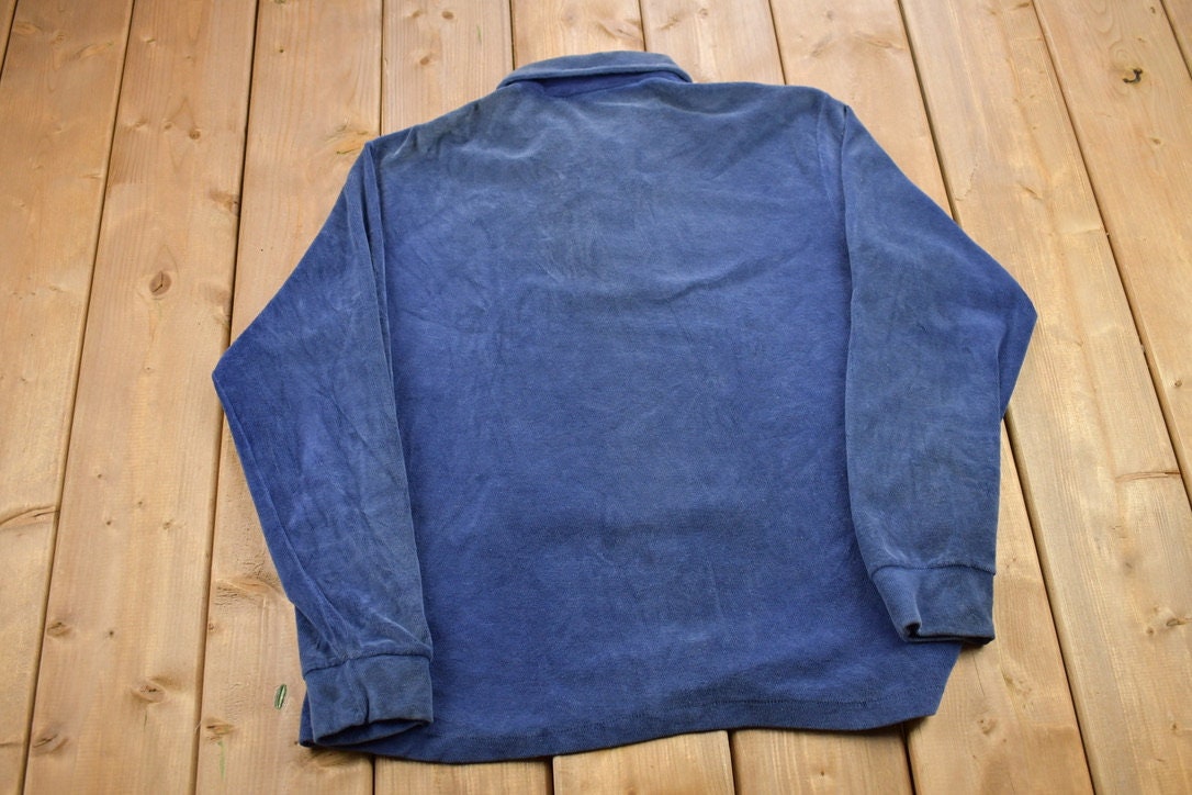 Vintage 1990s Romelli Blank Blue Collared Sweatshirt