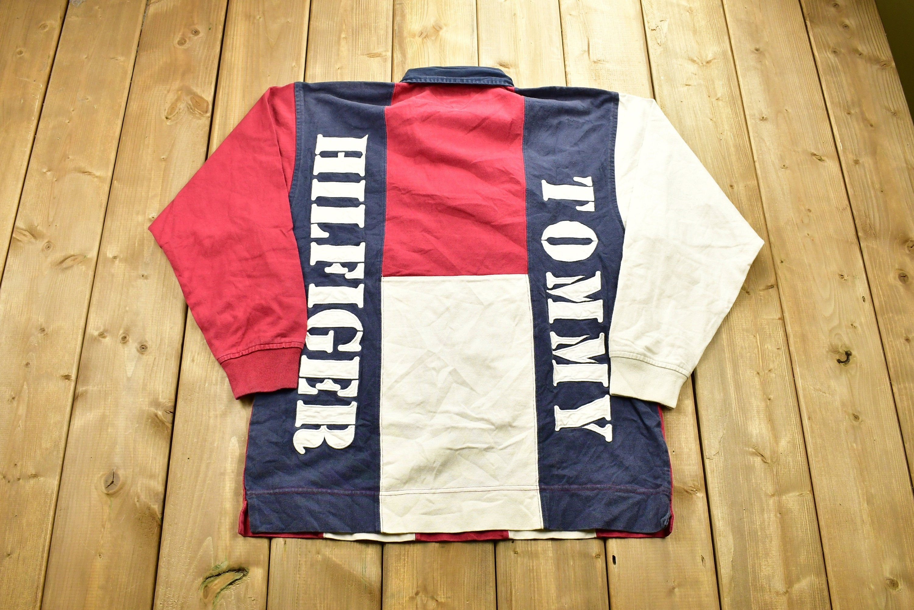 Vintage 1990s Tommy Hilfiger American Flag Rugby Shirt Classic