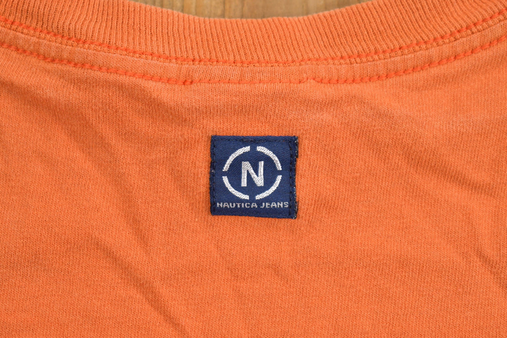 Vintage 1990s Nautica Jeans Company Graphic Long Sleeve T Shirt / Embossed / 90s / Streetwear Fashion / Vintage Nautica