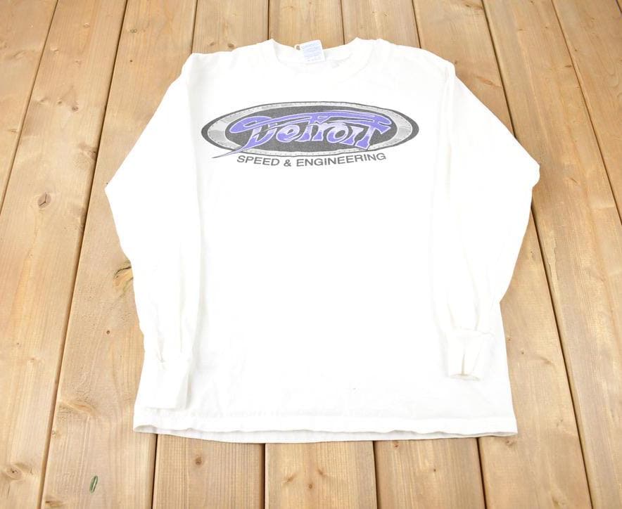 Vintage 1990s Detroit Speed & Engineering Souvenir Long Sleeve T-Shirt Made In USA
