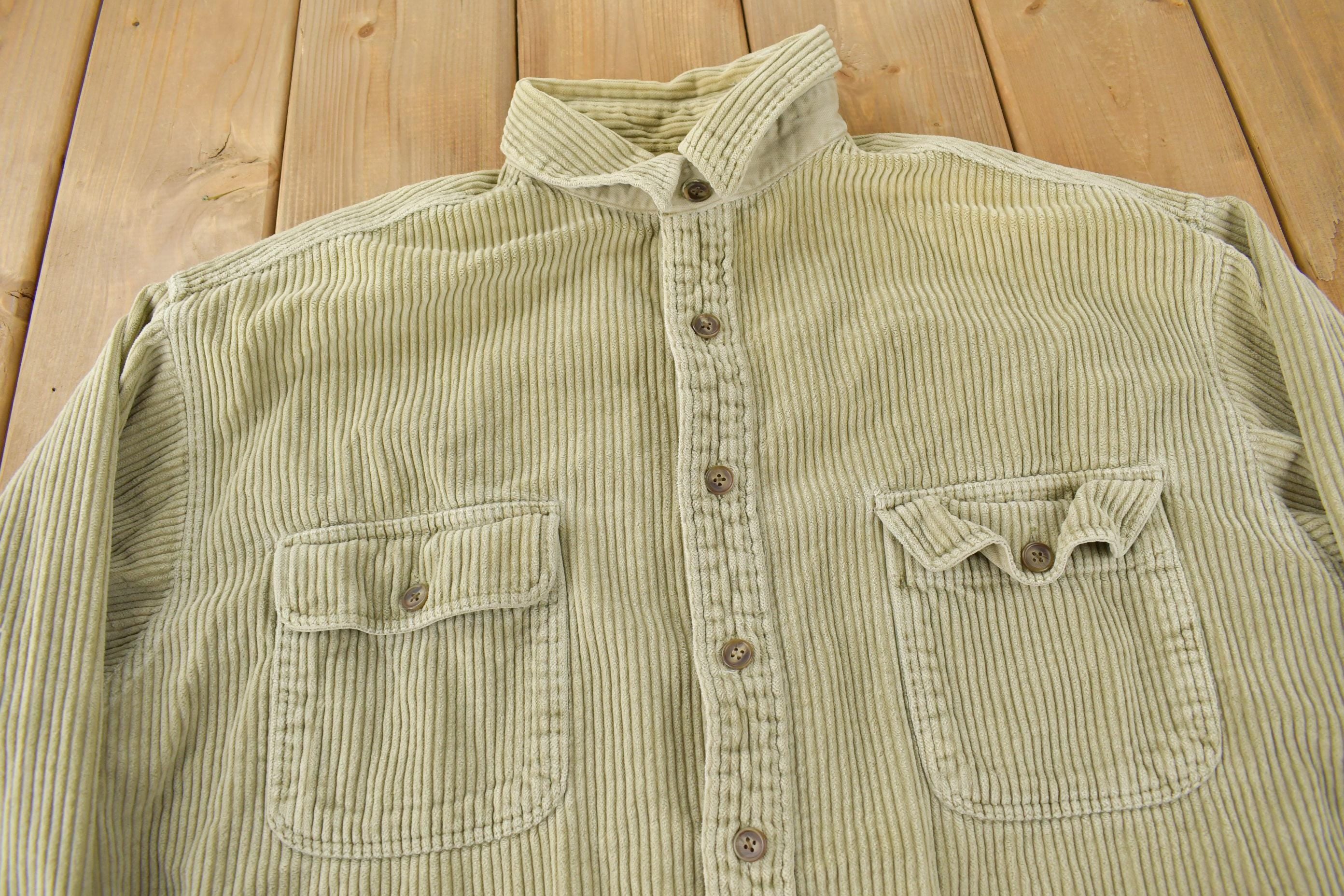 Vintage 1990s Abercrombie & Fitch Blank Corduroy Button Up Shirt