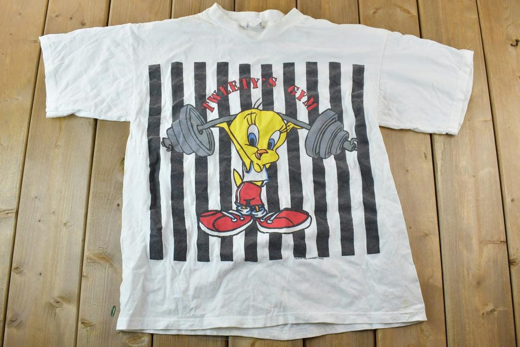 Vintage 1996 Warner Bros Tweetys Gym Disney Cartoon Promo T-Shirt