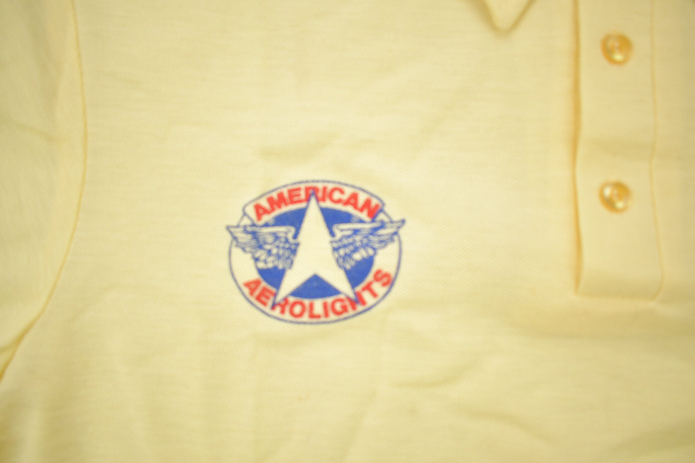 Vintage 1970s Deadstock American Aero Lights Embroidered Polo T Shirt