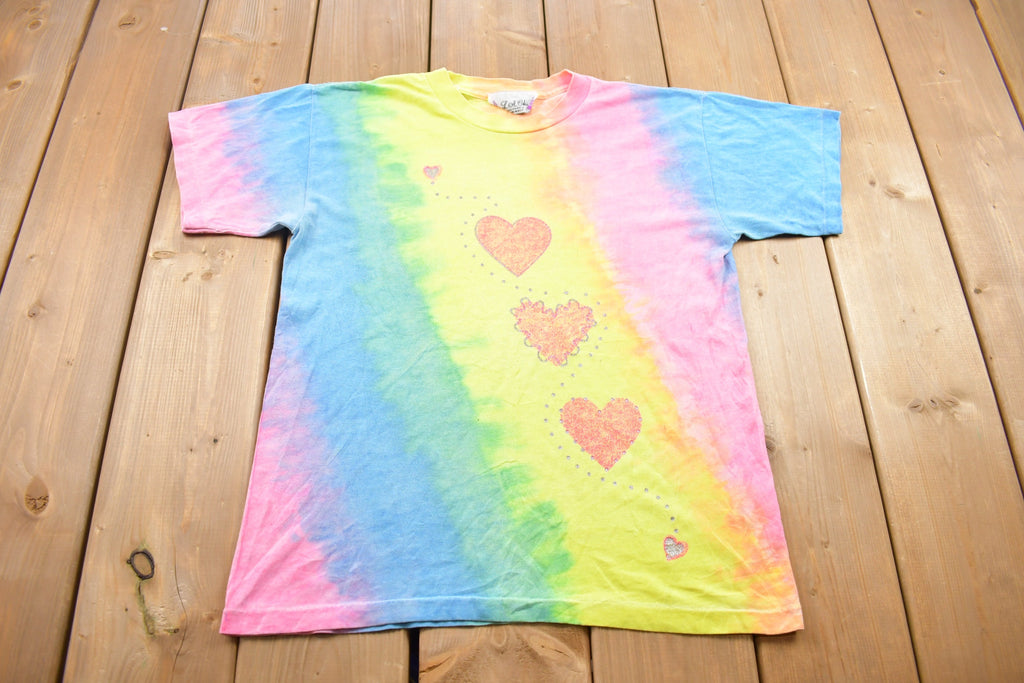 Vintage 1990s L.A Chic Tye Dye Hearts Graphic T Shirt / Vintage T Shirt / Rare Vintage / Women's Streetwear / Single Stitch / Made In USA