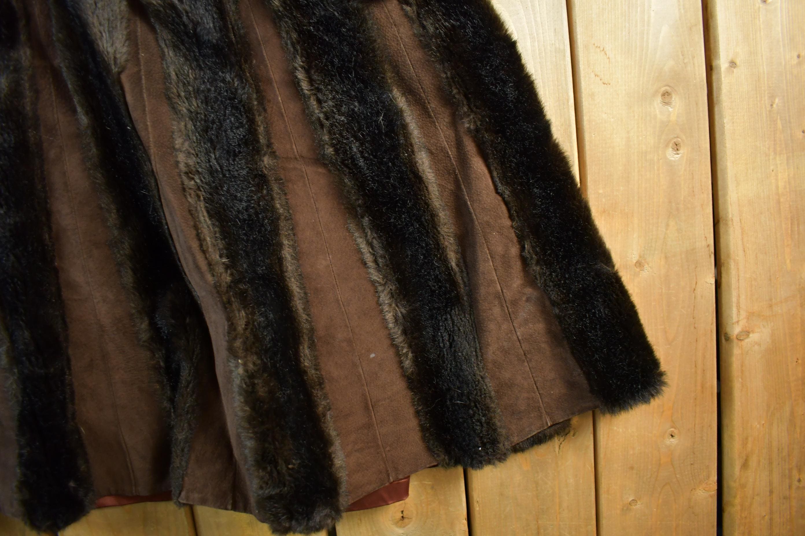 Vintage 1970s Rosewin Faux Fur Leather Coat Women's M-L
