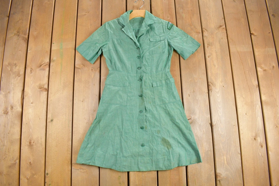 Vintage 1960s Junior Girl Scouts Uniform Dress / True Vintage / Retro Womenswear / Vintage Girl Scouts Dress / 60s / 70s / Made in USA