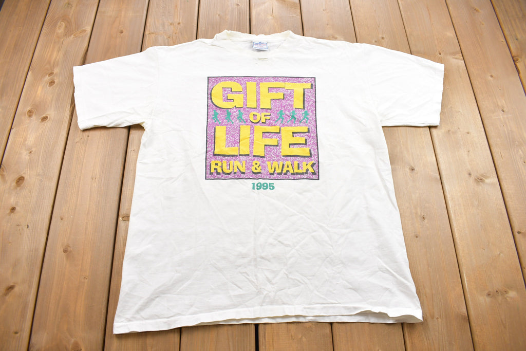 Vintage 1995 Gift Of Life Run Distressed Graphic T Shirt