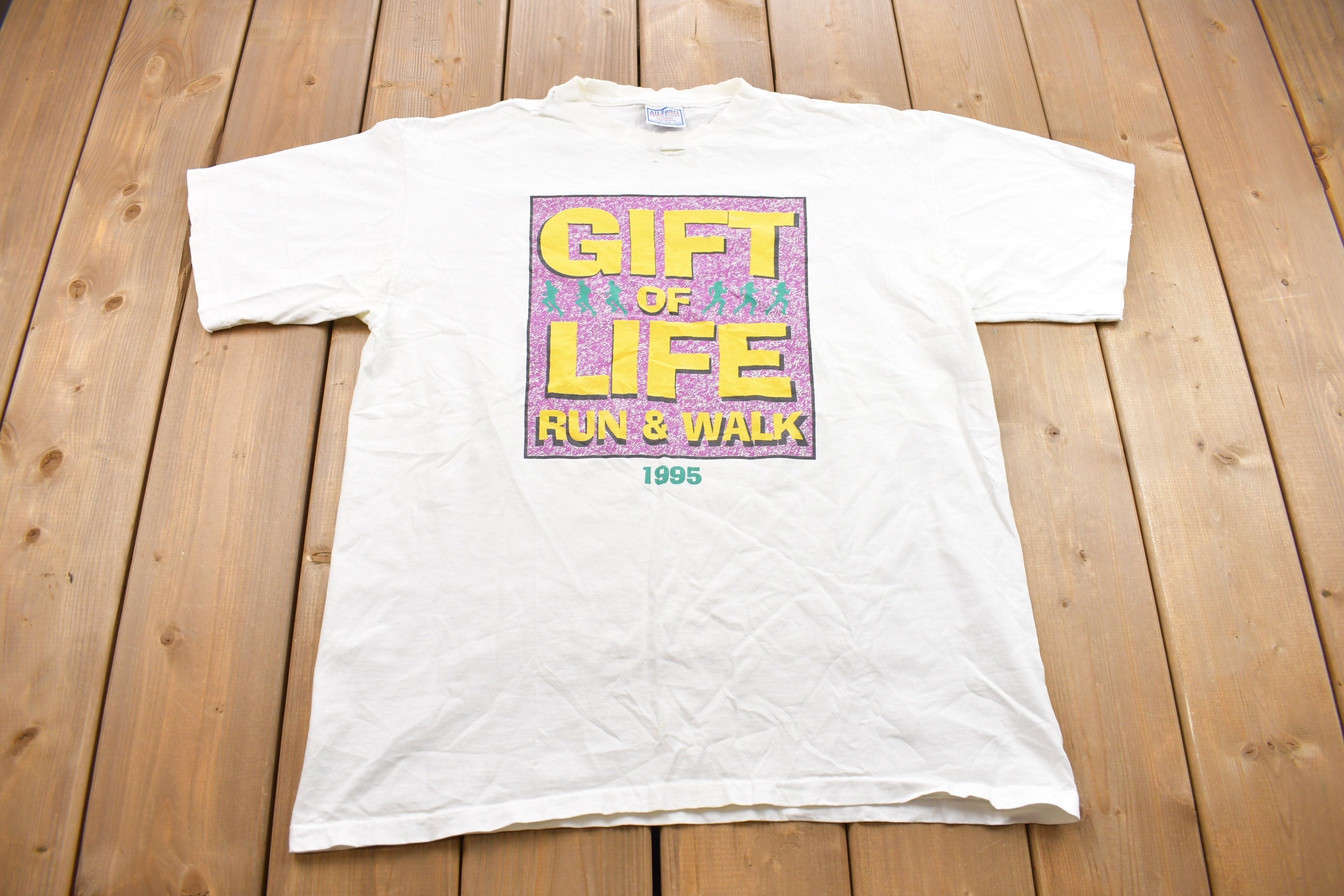 Vintage 1995 Gift Of Life Run Distressed Graphic T Shirt
