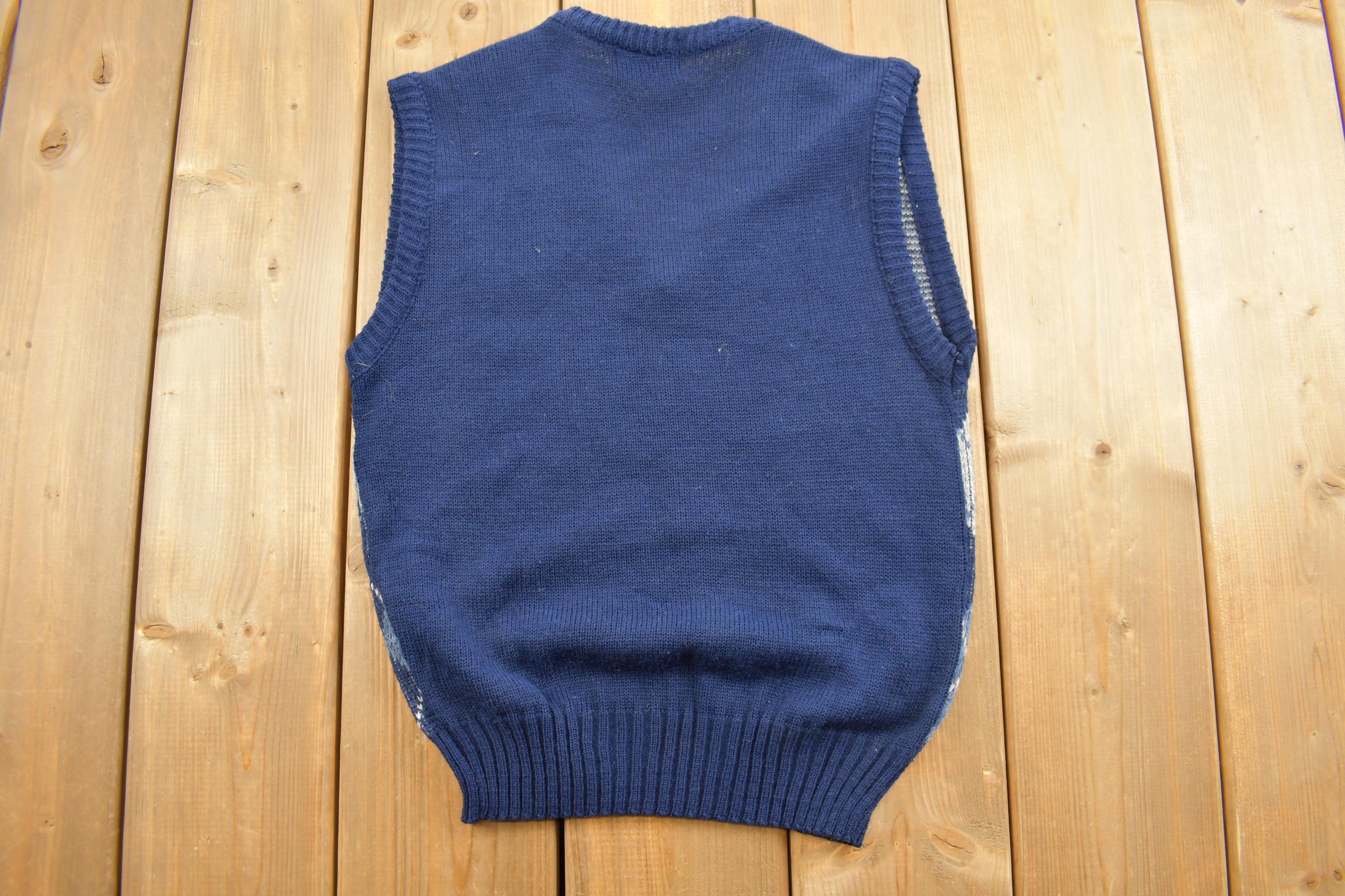 Vintage 1990s Di Vincent V-Neck Sweater Vest  Vintage 90s Vest  All Over Pattern  Colorful  Sweatshirt