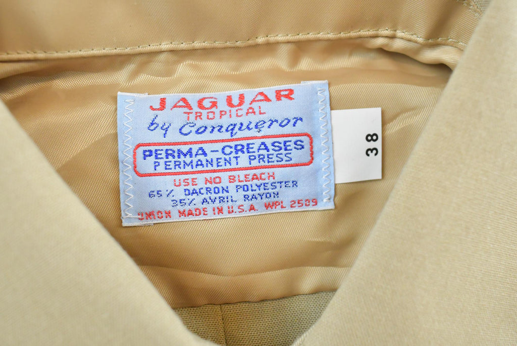 Vintage 1980s Jaguar Tropical by Conqueror Button Up Beige Safari Style Shirt Men's /