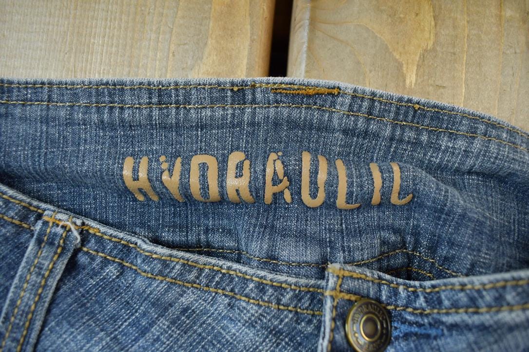 Vintage 2000s Hydraulic Low Waisted Boot Cut Denim Jeans Size 26 x 30