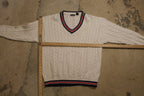 Vintage 1990s 3D Cable Knit Pattern V-Neck Sweater /