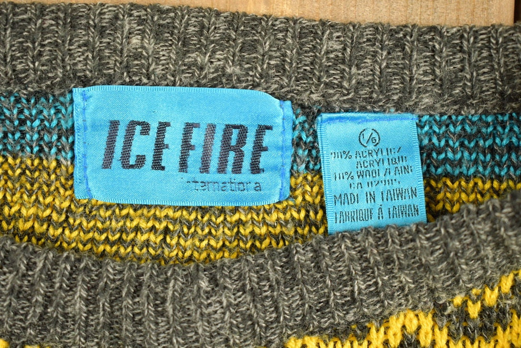 Vintage 1990 Ice Fire Knit Abstract Sweater