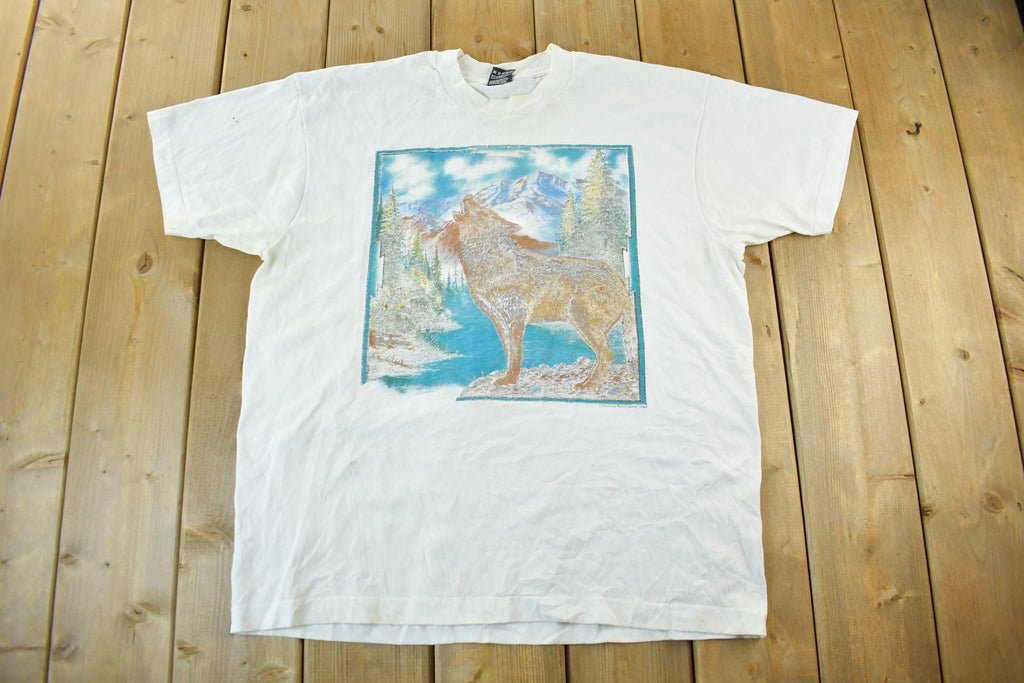 Vintage 1990s Wolf Graphic T Shirt Men's XL