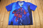 Vintage 2002 New With Tags Spiderman All Over Print Button Up T-Shirt