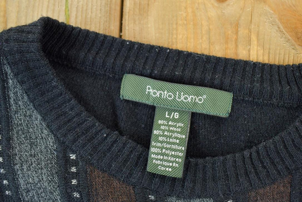 Vintage 1990s Pronto Uomo Knit Abstract Pattern Crewneck Sweater