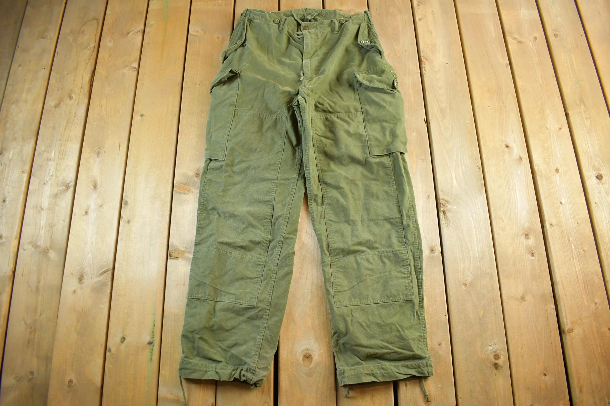 Vintage 1967 Military OG-107 Sateen Combat Cargo Fatigue Pants Size 34 x 30