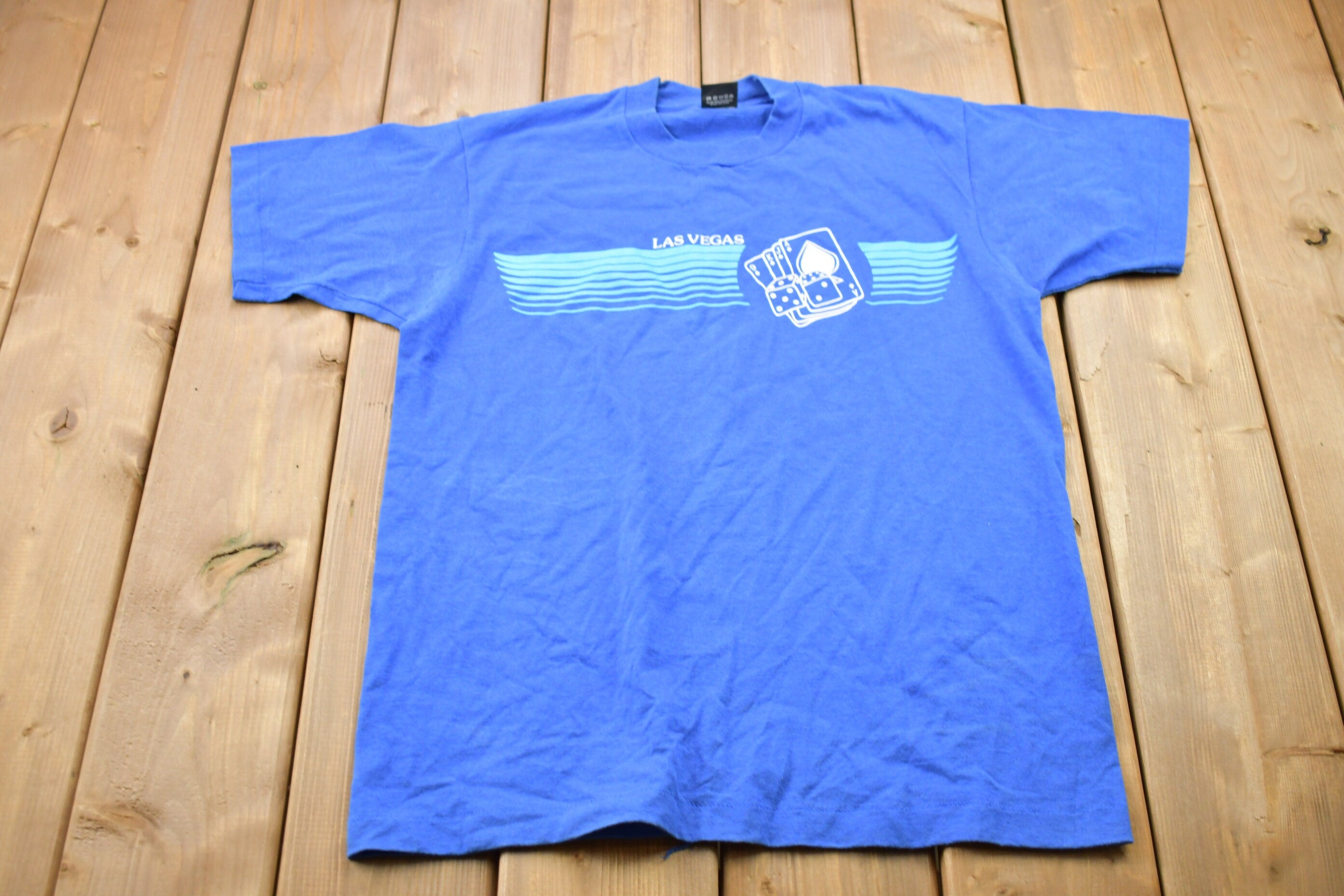 Vintage 1990s Las Vegas Gambling Poker Graphic T-Shirt
