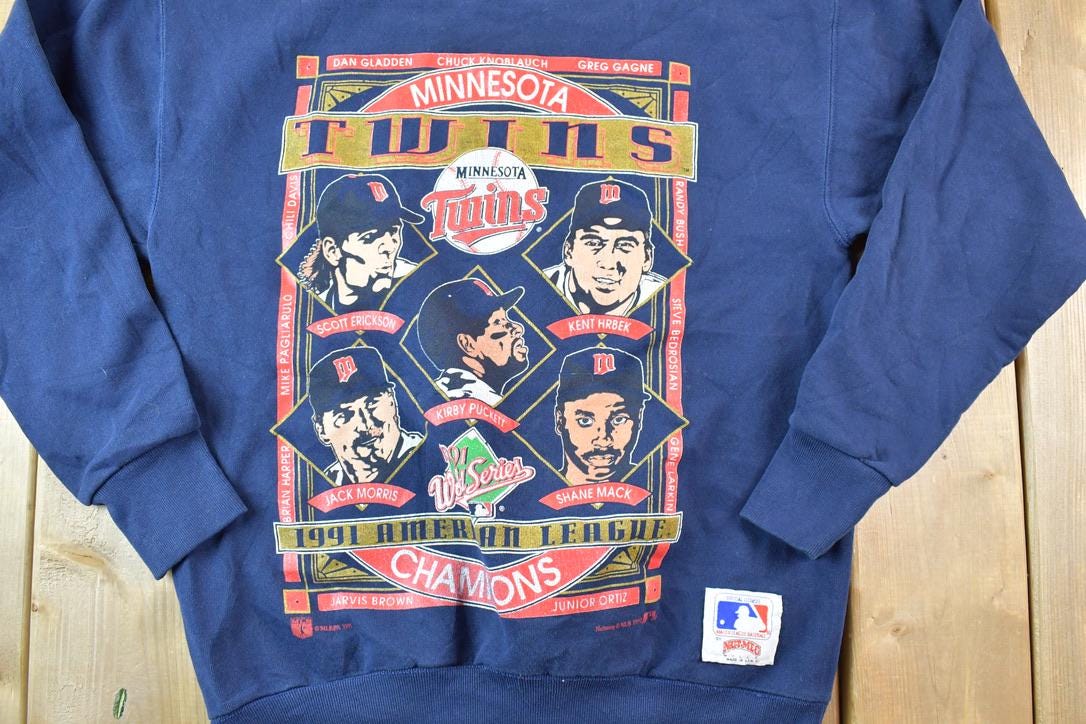 Vintage 1991 Minnesota Twins American League Champions Nutmeg MLB Crewneck Sweatshirt