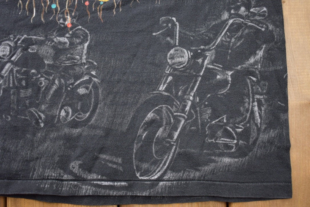 Vintage 1995 3D Emblem Sturgis Black Hills Rally Motorcycles All Over Print T-Shirt