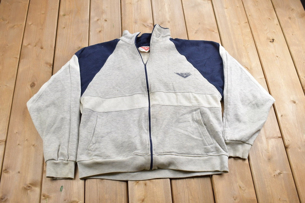 Vintage 1990s Pony Zip Up Colour Block Warm Up Sweatshirt
