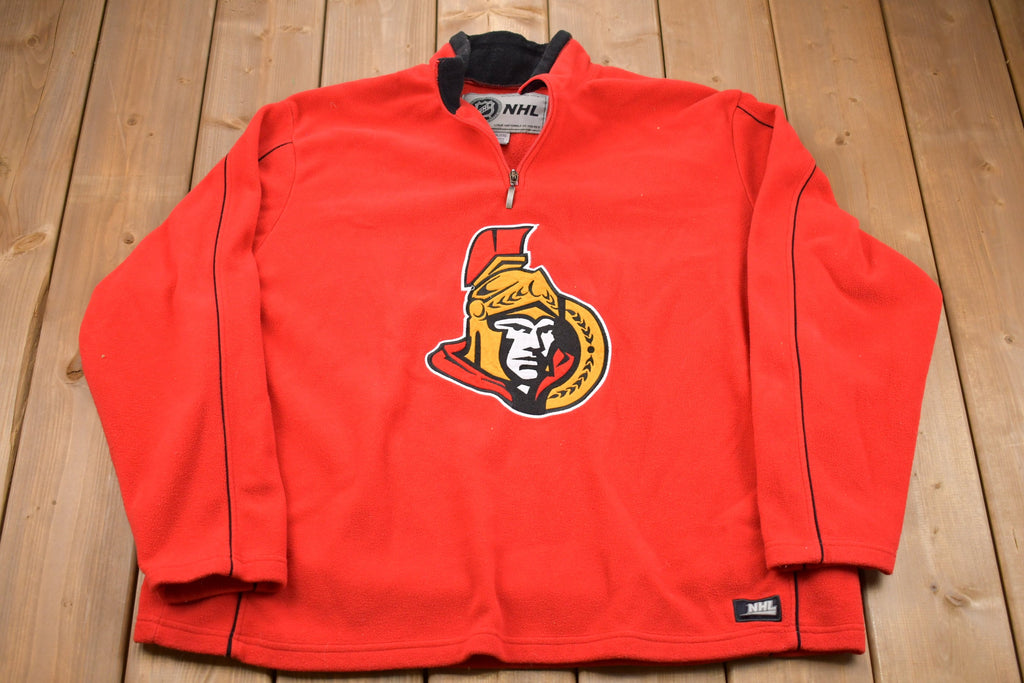 Vintage 1990s Ottawa Senators NHL Quarter Zip Embroidered Fleece Sweater