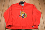 Vintage 1990s Ottawa Senators NHL Quarter Zip Embroidered Fleece Sweater