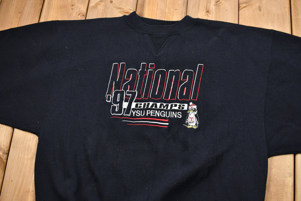 Vintage 1997 YSU Penguins National Champs Embroidered Crewneck Sweatshirt